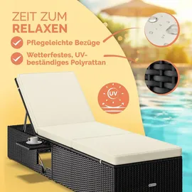 CASARIA Sonnenliege 200 x 58 x 33 cm Schwarz Creme