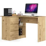 akord furniture factory AKORD B16 links Eiche Artisan mit 3 Schubladen und 2 Ablagen B124 x H77 x T85 cm - Bronze
