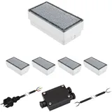 ledscom.de 5er-Set LED Pflasterstein CUS, IP67, 230V, 20x10x4cm, kaltweiß