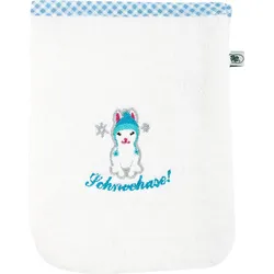 Waschlappen ADELHEID "Schneehase Waschlappen", weiß, B:16cm L:21cm, Frottee, Handtücher (Packung), mit Paspel und Stickerei