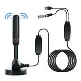 Aukson L11C DVB-T2 Antenne HD 30dbi Leistungsstarke DVB-T2 Antenne HD TV Verstärker 5m Kabel USB und Koax Stecker antenne mit stabilen Magnetfuß