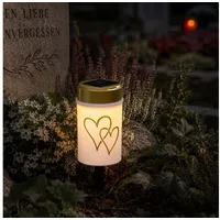 MARELIDA LED-Kerze LED Solar Grablicht Grabkerze Herz Grableuchte H: 12cm rot Lichtsensor (1-tlg) weiß