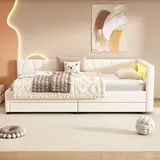 XDOVET Kinderbett mit Ablagefach 90 x 200 cm Leinen beige