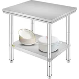 Vevor Edelstahl Arbeitstisch 760 x 600 x 70 mm Essenszubereitung für die Zubereitung von Mahlzeiten, Nähen, Waschen, Basteln, Garagennutzung usw.