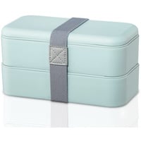 Xavax Lunchbox 2er Set, (Brotdose stapelbar, auslaufsicher, Brotzeitbox 2 Fächer für getrennte Zutaten, je Bento Box 500 ml, Vesperdose für Schule, Büro, Arbeit, spülmaschinenfest) blau