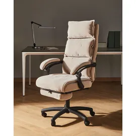 Beliani Chefsessel mit Fußstütze Chenillegewebe Beige