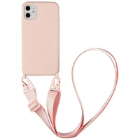 Sitthyw Handykette Hülle für iPhone 11 Necklace Case Handyhülle mit Band Silikon Handy-Kette Bumper Handy Hülle zum Umhängen mit Kordel Schutzhülle Cover(abnehmbar), Hell-Pink