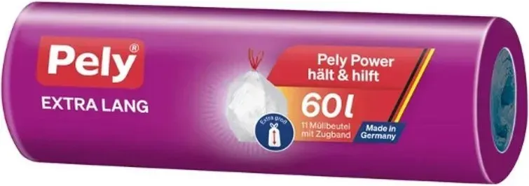 Pely Zugband-Beutel Extra Lang 60l Anti Geruch 11 St
