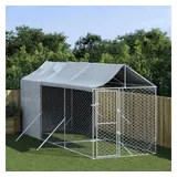 vidaXL Outdoor-Hundezwinger mit Dach Silbern 2x6x2,5m Verzinkter Stahl