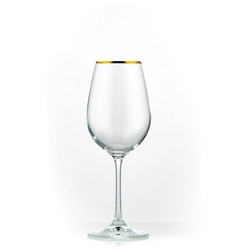 Crystalex Weißweinglas Viola Gold Weißweingläser 350 ml 6er Set, Kristallglas, Goldrand