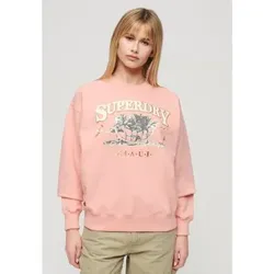 Superdry für Damen. W2012101A Sweatshirt Reise-Souvenir rosa (XS), Lässig, Baumwolle, Langarm