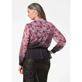 GOLDNER Florale Printbluse mit V-Ausschnitt Schwarz 19