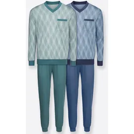Kings Club Schlafanzug KINGS CLUB, Herren, Gr. 44/46, bunt (mint, blau), 100% Baumwolle, Homewear-Sets Schlafanzug