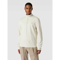 Sweatshirt mit Stehkragen und Reißverschluss, Ecru, XL