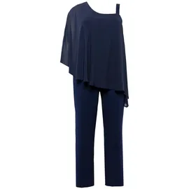 sheego Jumpsuit SHEEGO, Damen, Gr. 56, Normalgrößen, blau (marine), 95% Polyester, 5% Elasthan, unifarben, lang, Overalls Jumpsuit