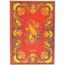 Paperblanks 12-Monatskalender 2025, Fiammetta, Midi, Horizontal, Elastikband-Verschluss