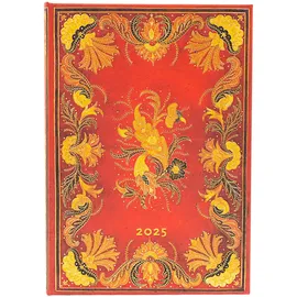 Paperblanks 12-Monatskalender 2025, Fiammetta, Midi, Horizontal, Elastikband-Verschluss