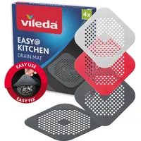 Vileda Abflusssieb 4er Set - Spülbecken Sieb, Haarsieb Waschbecken, Abflusssieb Badewanne & Dusche - verhindert Gerüche & Verstopfungen - Abflussieb mit Saugnäpfen