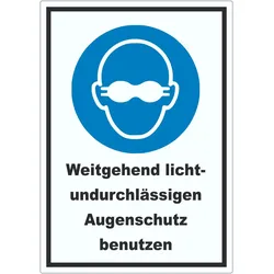 Weitgehend lichtundurchlässigen Augenschutz benutzen Aufkleber A6 (105x148mm)