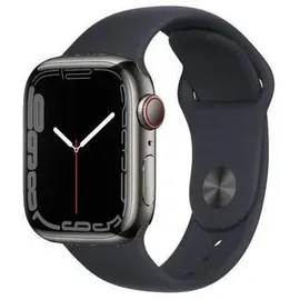 Apple Watch Series 7 GPS + Cellular 45 mm Edelstahlgehäuse graphit, Sportarmband mitternacht
