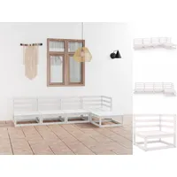 VidaXL 5-tlg. Garten-Lounge-Set Weiß Massivholz