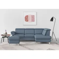 Ecksofa SIT & MORE "Arngast L-Form", bunt (graublau), B:245cm H:84cm T:194cm, Sofas, inklusive Kopfteilverstellung und Federkern
