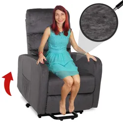 Fernsehsessel MCW-K62, Sessel Relaxsessel TV-Sessel, Liegefunktion Aufstehhilfe elektrisch, Metall Chenille ~ dunkelgrau