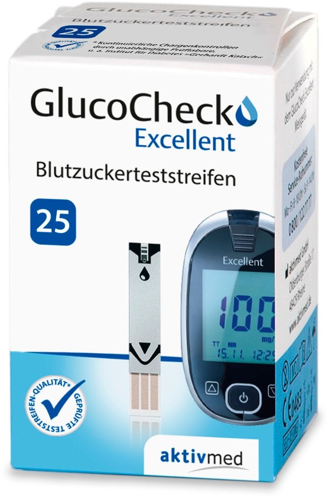 GlucoCheck Excellent Teststreifen (25 Stück) zur Diabetes-Kontrolle 25 St