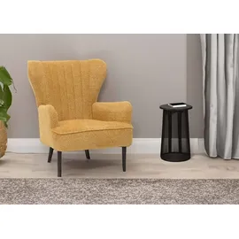 Mendler Lounge-Sessel HWC-K37 Chenille 75 x 80 x 75 cm Gelb mit Kissen