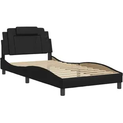 vidaXL Bettgestell mit LED Schwarz 100x200 cm Kunstleder
