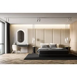 Hoko Badspiegel LED Antibeschlag Wandspiegel Oval 45x75cm mit Aluminium-Rahmen+LED Wechsel Warmweiß-Kaltweiß-Neutral 2700-6500K.Touch Schalter.Ra... / Schwarz