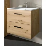 Inn.Furn Waschtisch Cover (Set inkl. Keramik Waschbecken, Eiche Artisan, Breite 60 cm), mit Vollauszug Schubkästen beige
