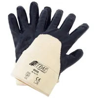 AS Arbeitsschutz Nitrilhandschuh,blau, Stulpe,teilbeschichtet, Gr. 9