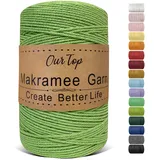 OurTop Premium Makramee Garn Grün, 2mm x 500m Macrame Cord Makramee Schnur Makramee Kordel, Garn für DIY Handwerk, Weben Dekoration, Hängepflanze Pflanze Aufhänger