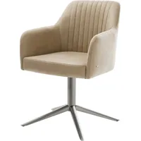 DeLife Drehstuhl Greg-Flex Mikrofaser Beige Vintage Fußkreuz Graphit 360°