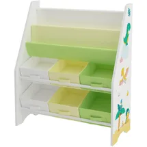[en.casa] Kinderregal Ponteceso 74 x 62 x 26,5 cm Holzwerkstoff weiß/grün/gelb