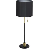 Relaxdays Tischlampe mit Zugschalter, elegante Nachttischlampe mit Stoffschirm, E27
