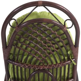 Mendler Schaukelstuhl HWC-C40 Rattansessel 58 x 110 x 58 cm Braun mit Kissen