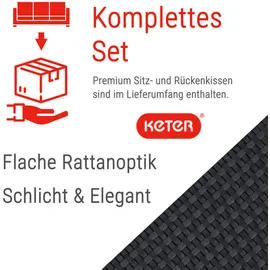 KETER Loungegarnitur Anthrazit Kunststoff/Textil