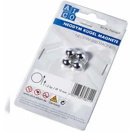 Alco Kugelmagnet Neodoym Ø 10mm silber 4 Stück