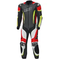 Held Brands Hatch perforierte 1-Teiler Motorrad Lederkombi, schwarz-weiss-rot-gelb, Größe