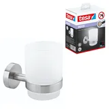 Tesa Zahnputzbecher Edelstahl Silber/Weiß