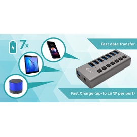 iTEC i-tec USB 3.0 Charging HUB 7 port + Power Adapter 36 W