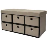 Dune Design DuneDesign Sitzbank mit 80L Sitztruhe und 6 Schubladen 76 x 38 x 38 cm Beige