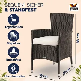 CASARIA Polyrattan Gartenstuhl 59 x 59 x 84 cm braun/weiß 4 St.