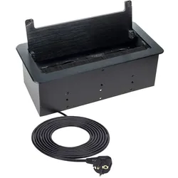 INBOX MöbelEinbausteckdose mit USB RJ45 und HDMIAnschlüssen Farbe Schwarz Kabellänge 15 m Steckdose Schuko