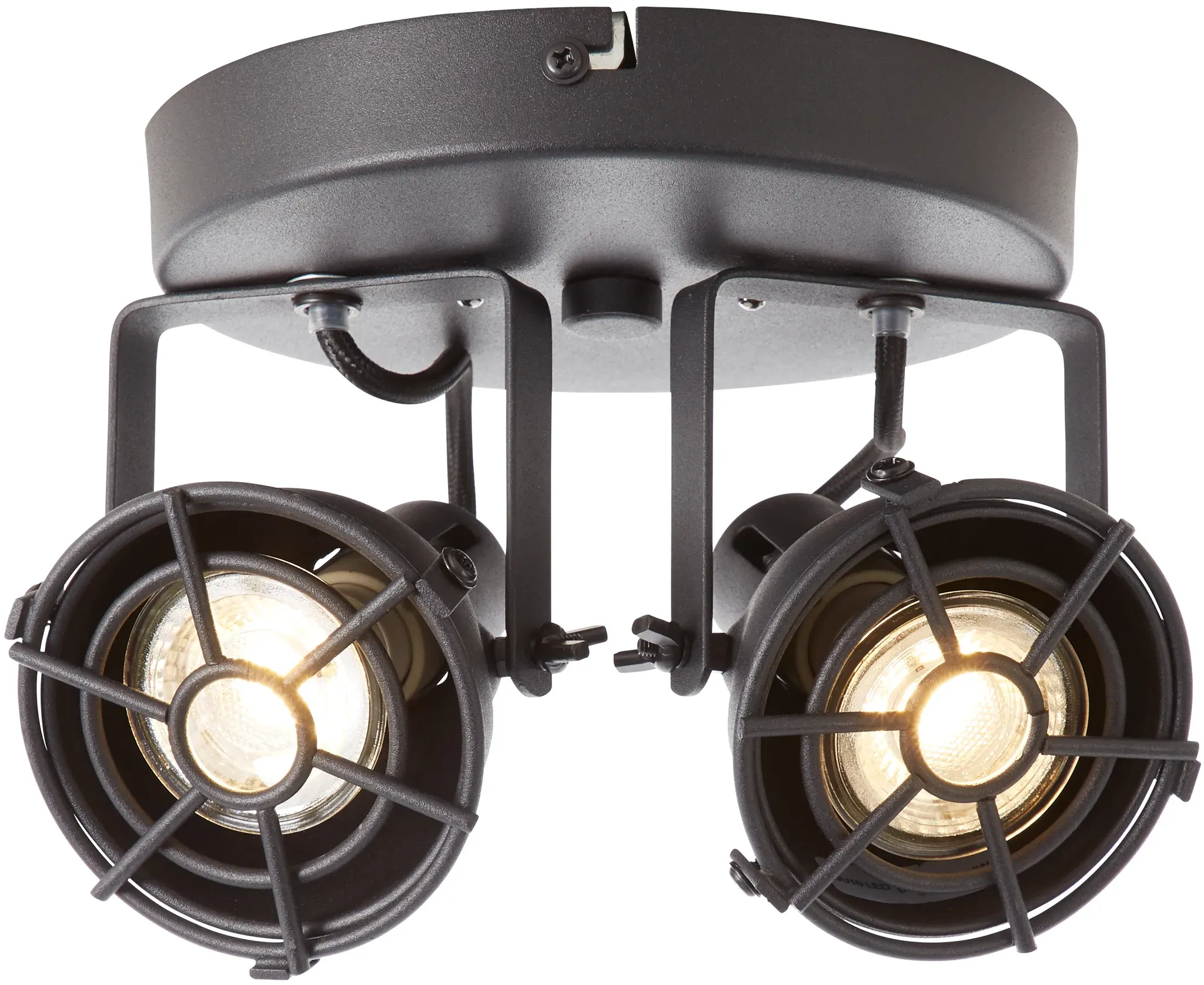 Brilliant LED Deckenstrahler Jesper schwarz Industrial stil GU10 5W 3000K Warmwe...