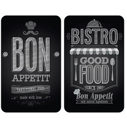 WENKO Herdabdeckplatten Bon Appetit schwarz, grau, 2 St.