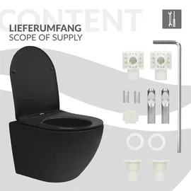 luxebath Hänge-WC mit WC-Sitz Schwarz matt Nano-Beschichtung