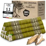livasia Keilkissen Dreieckskissen 80 cm breit (Classic) - 33x80x30cm -, Kapok, vegan, handgefertigt grün